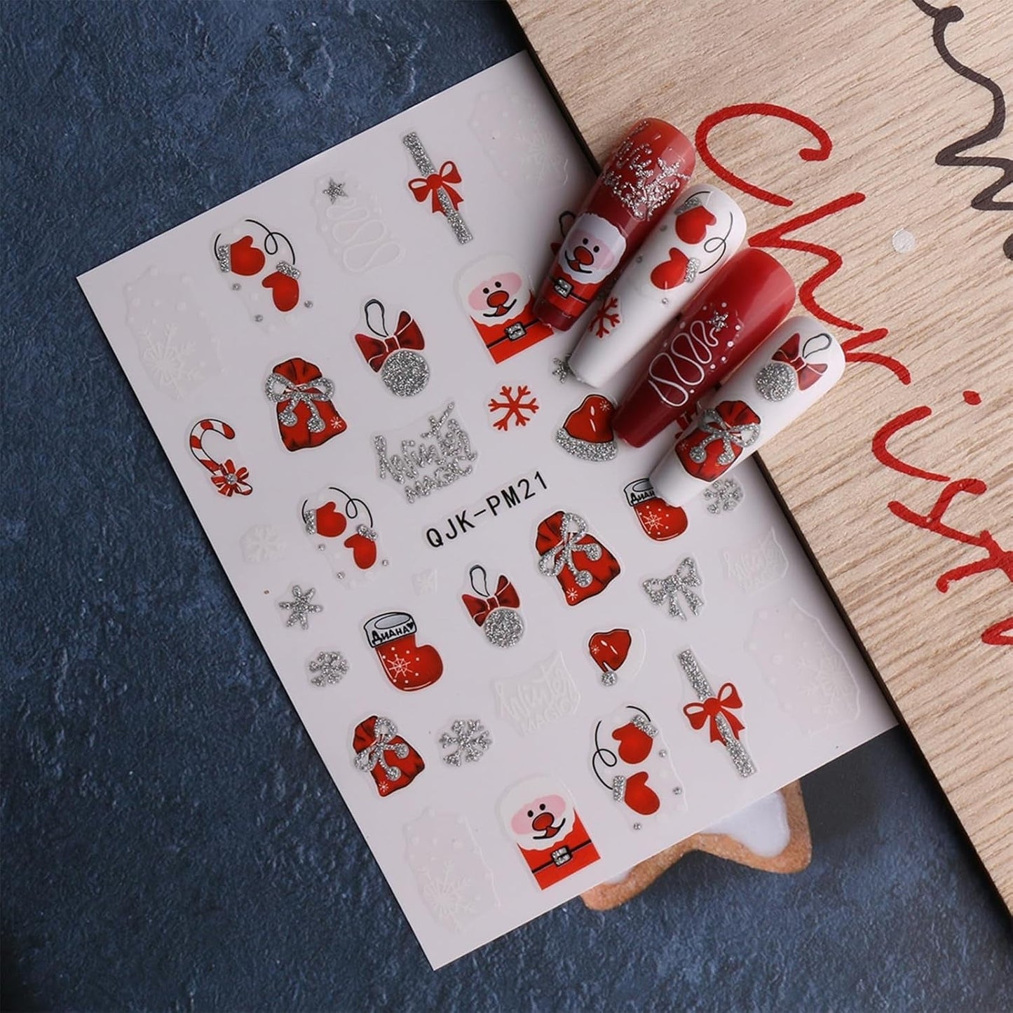 JMEOWIO Nagelsticker Glitzer Weihnachten 10 Blatt Nail Art Naklejka Selbstklebend Nagelaufkleber Schneeflocken Zimowa dekoracja Nageldesign Zubehör