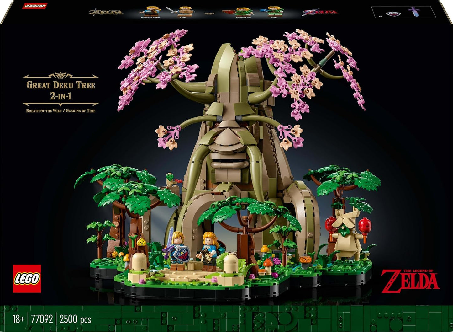 LEGO The Legend of Zelda Deku Tree 2-w-1 — element kolekcjonerski z minifigurkami Księżniczki Zeldy i 3 Linkami — zestaw do budowania dla dorosłych i pomysł na prezent dla fanów gier wideo — 77092 Zestawy do budowania Besuche den LEGO-Store
