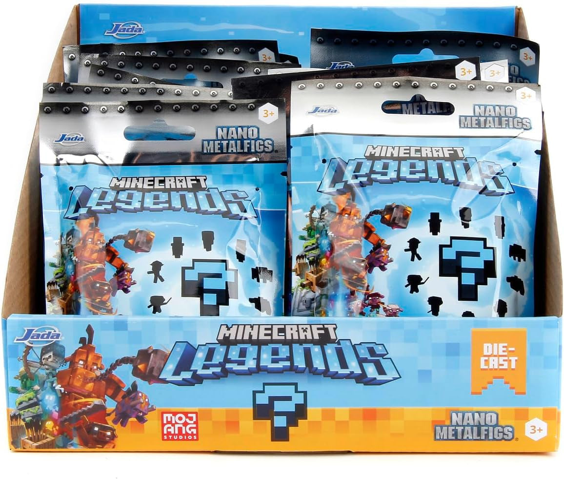 Jada Toys - Minecraft Blind Pack Nanofigs, Wave 2, Minecraft Legends Nano Metal Figurka kolekcjonerska, różne modele, 4 cm, wiek 3+, czarne figurki Naty Shop