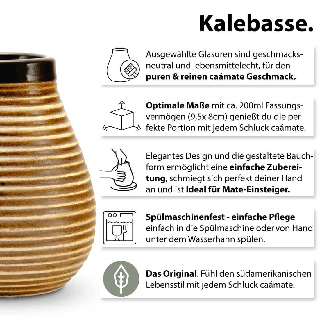 Zestaw do herbaty Mate dla dwojga, organiczny ● 2 filiżanki Mate + 2 bombille + 300 g herbaty Mate + instrukcja przygotowania