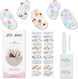 JMEOWIO Nagelfolie UV Härtend Bunter Blumenglitzer Żelowe paski do paznokci UV Nagelsticker Nagelaufkleber Nail Art Dekoration Nageldesign Zubehör