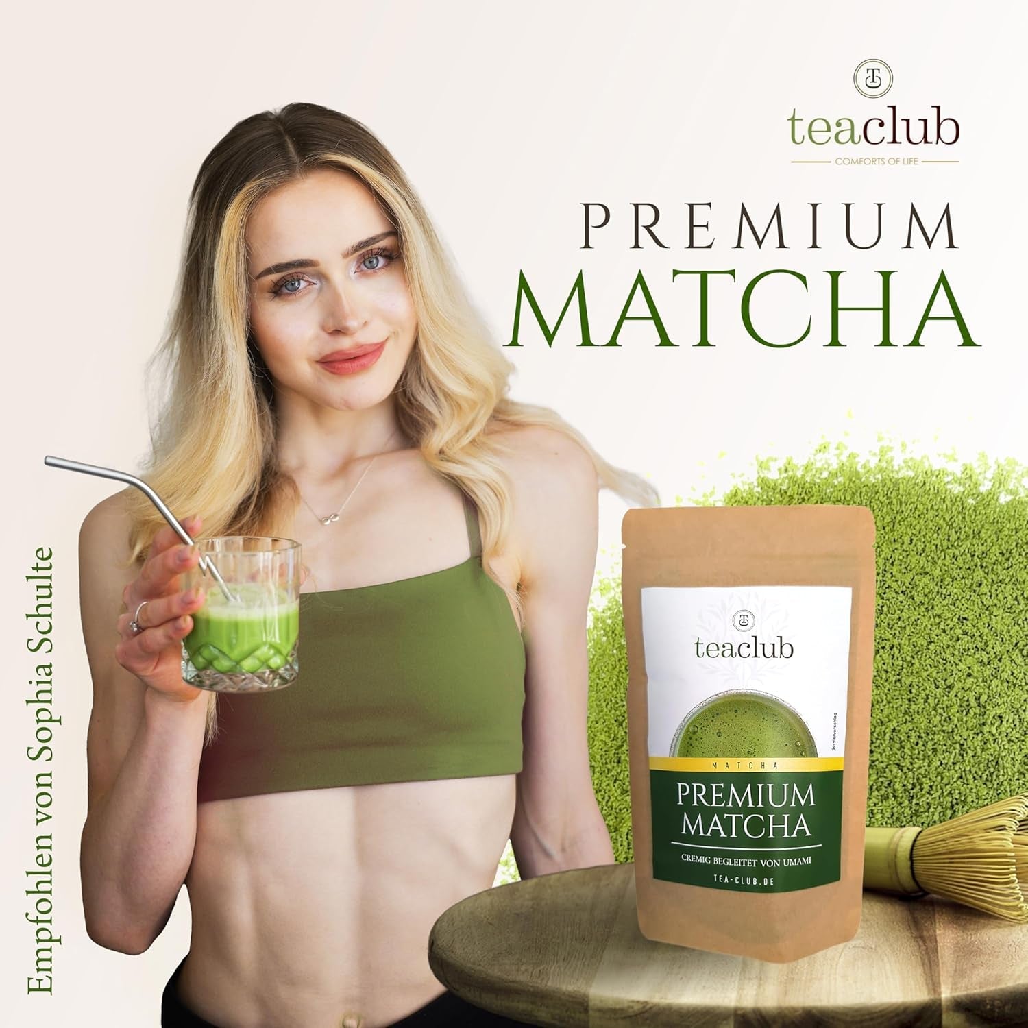 Premium Matcha Tea Japan 100g - Testowane laboratoryjnie - Uroczysty proszek Matcha do produkcji Umami Matcha, 100% naturalna zielona herbata w proszku, idealna do Matcha Latte, Teaclub