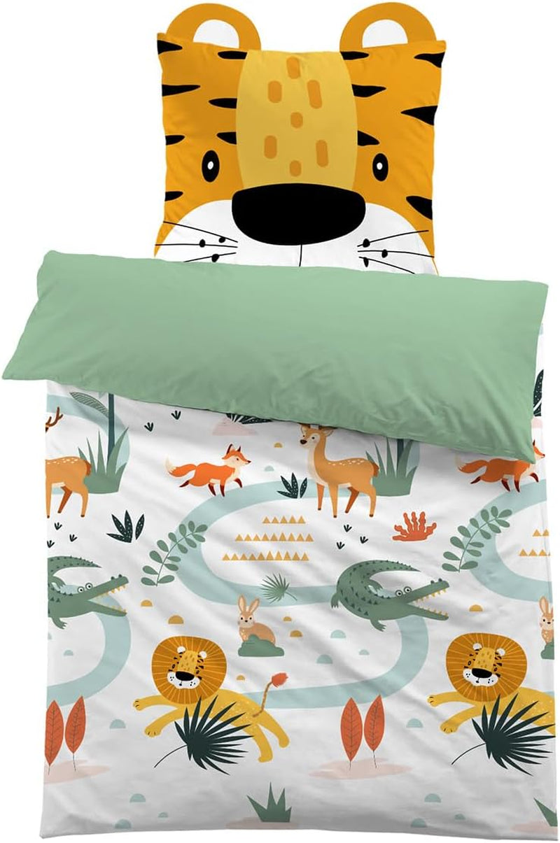 Pościel 3D z mikrofibry, zwierzęta, unisex Pościel - dziecięca Naty Shop Lew z uszami 135×200+80×80