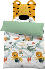 Pościel 3D z mikrofibry, zwierzęta, unisex Pościel - dziecięca Naty Shop Lew z uszami 135×200+80×80