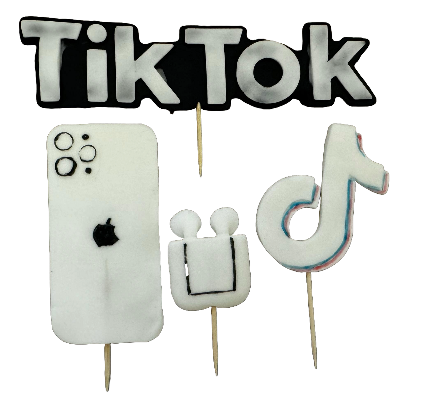 Zestaw 4 dekoracji z jadalnej pasty cukrowej, TikTok Ozdoby z pasty cukrowej Naty Shop