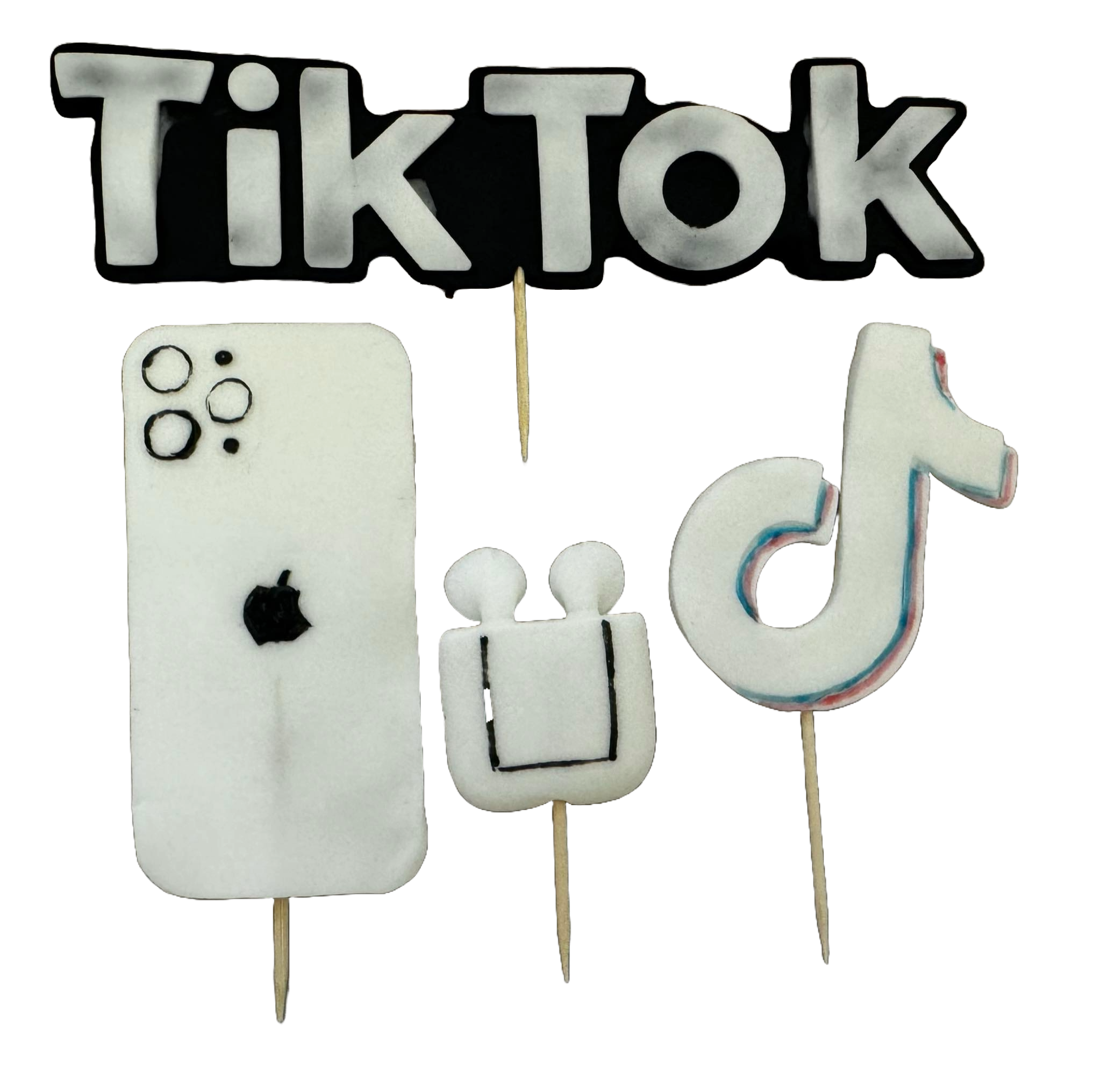 Zestaw 4 dekoracji z jadalnej pasty cukrowej, TikTok Ozdoby z pasty cukrowej Naty Shop