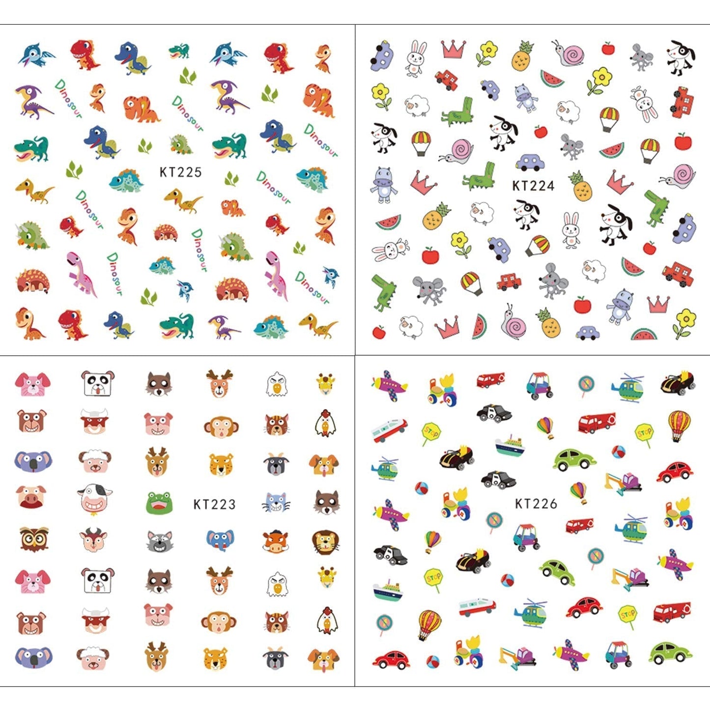 Naklejki na paznokcie dla dzieci Dziewczyny 600+ wzorów Zwierzęta Owoce Dinozaury Samochody Kwiaty 3D Samoprzylepne naklejki na paznokcie dla dzieci Przyjęcie urodzinowe Podwieczorek Salon paznokci i spa Prezent