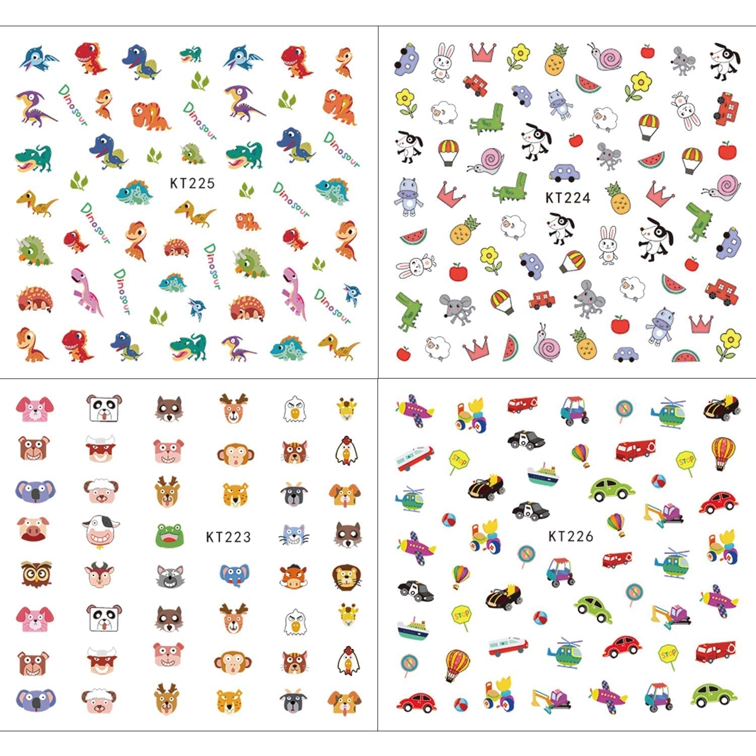 Naklejki na paznokcie dla dzieci Dziewczyny 600+ wzorów Zwierzęta Owoce Dinozaury Samochody Kwiaty 3D Samoprzylepne naklejki na paznokcie dla dzieci Przyjęcie urodzinowe Podwieczorek Salon paznokci i spa Prezent