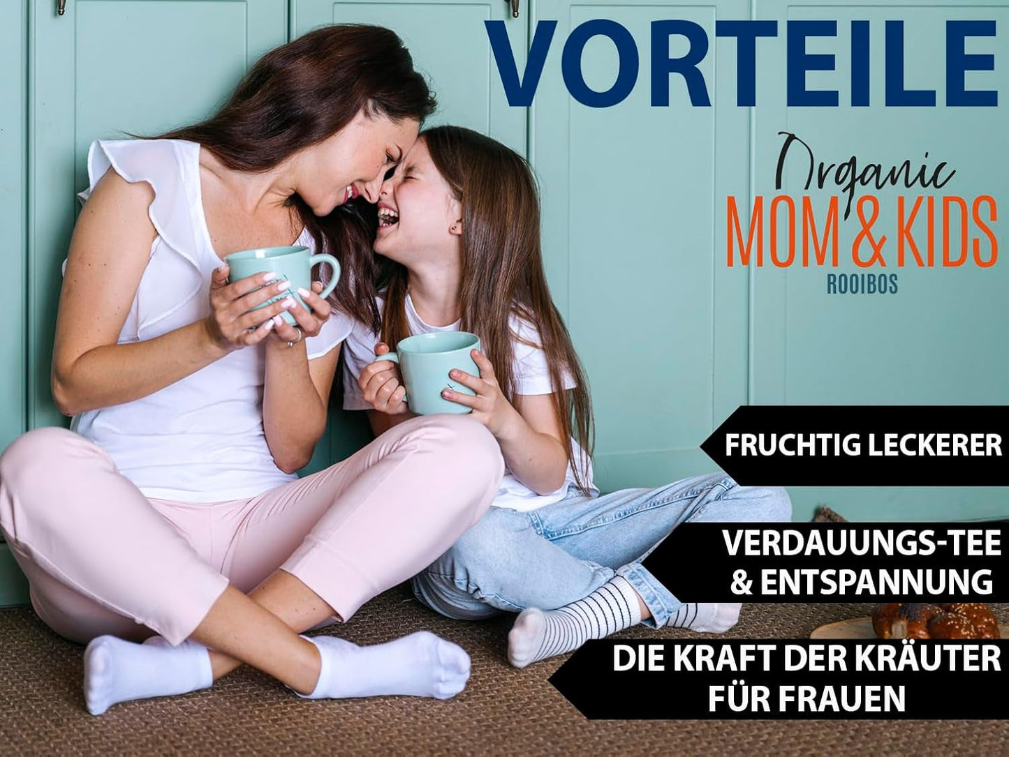VITSTORM® BIO TEE Mom & Kids - Herbata dla kobiet i karmiących piersią - Rooibos, jabłko, koper włoski, melisa, alchemilla, truskawka - Herbata relaksująca - Owocowa i pyszna - Bez kofeiny - Herbata ziołowa 100 g