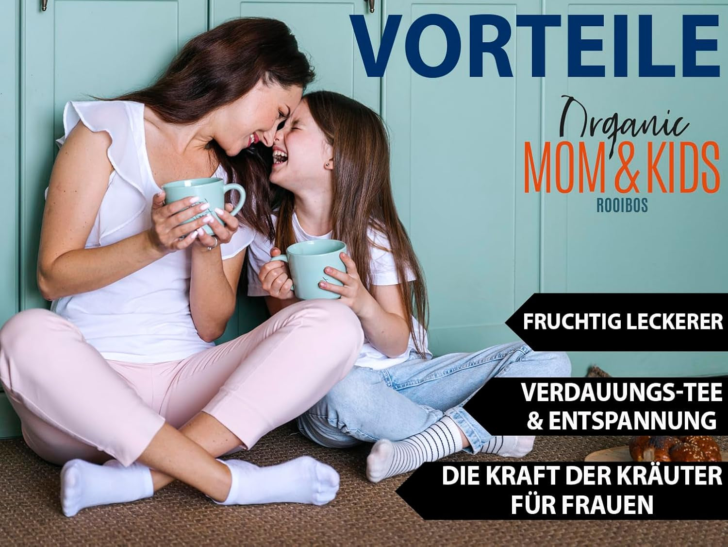 VITSTORM® BIO TEE Mom & Kids - Herbata dla kobiet i karmiących piersią - Rooibos, jabłko, koper włoski, melisa, alchemilla, truskawka - Herbata relaksująca - Owocowa i pyszna - Bez kofeiny - Herbata ziołowa 100 g