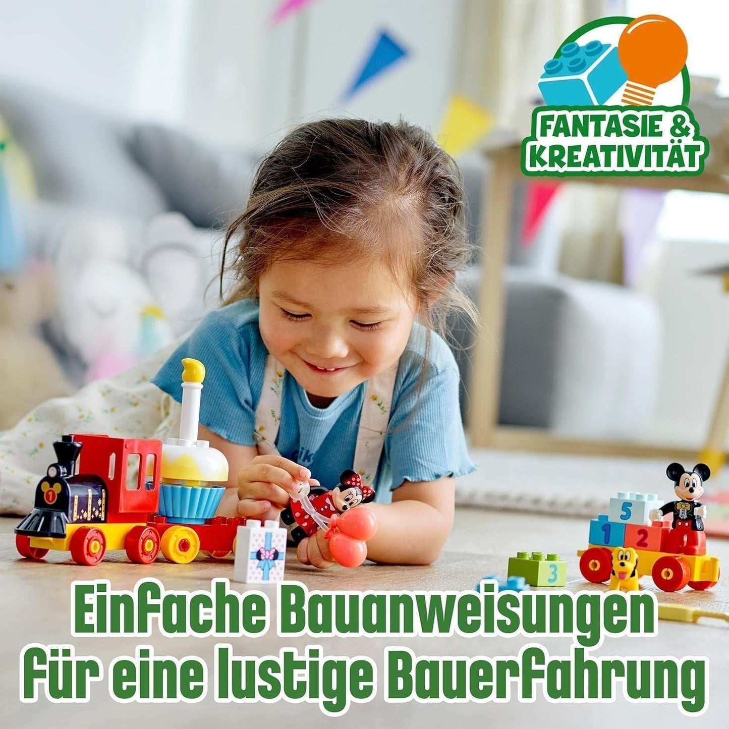 LEGO 10941 DUPLO Disney Urodzinowy pociąg Mikiego i Minnie, zabawkowy pociąg z ciastem i balonami, prezent dla dzieci od 2 lat Zestawy do budowania Besuche den LEGO-Store