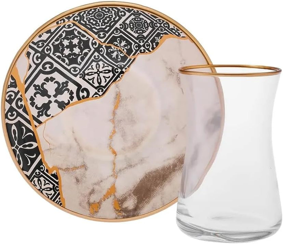 12-częściowy zestaw do herbaty Karaca Aris dla 6 osób - Wykwintny serwis porcelanowy zapewniający elegancką przyjemność picia herbaty