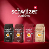 Schwiizer Schüümli Crema Mild, 100% ziaren kawy premium Arabica, owocowe i orzechowe, do w pełni automatycznych ekspresów do kawy, moc 2/5, jasno palona, ​​certyfikat Rainforest Alliance, 1 kg (opakowanie 2 szt.)