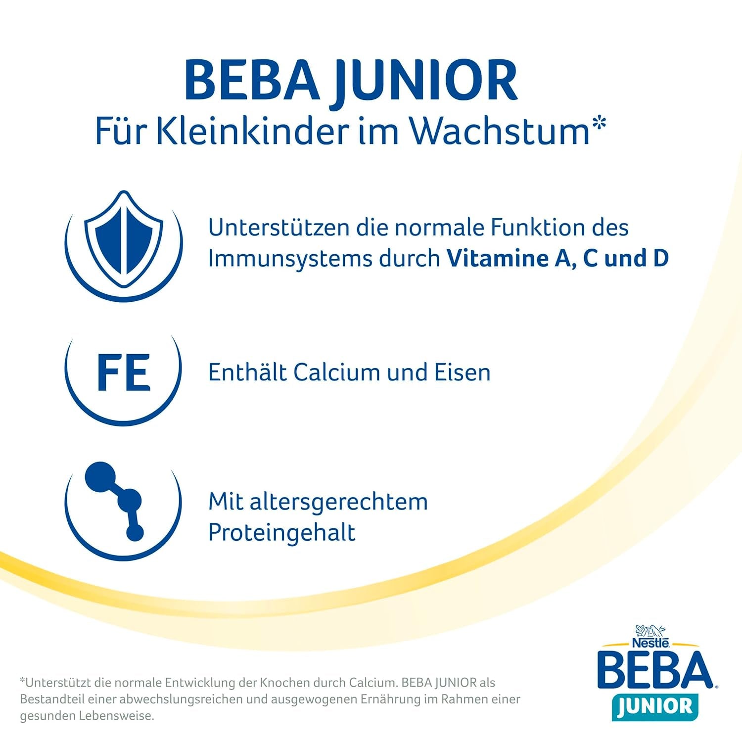 BEBA Junior 2+ napój mleczny od 2 lat, z HMO, zawartość białka dostosowana do wieku, tylko laktoza, bez oleju palmowego, bez oleju rybnego, pokarm dla małych dzieci, mleko w proszku dla dzieci, opakowanie 6 szt. (6 x 800 g)