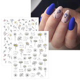JMEOWIO Nagelsticker Blumen Frühling 9 Blatt Nail Art Naklejka Selbstklebend Nagelaufkleber Buntes Sommer Blumen Dekoration Nageldesign Zubehör