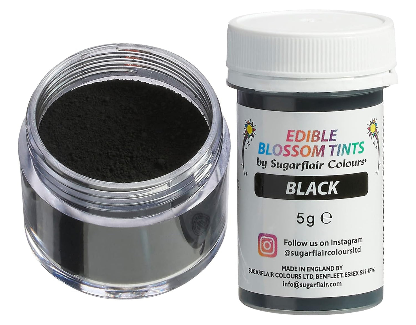 Sugarflair Blossom Tint Dust Black Food Coloring Powder - Barwnik spożywczy w proszku do dekoracji ciast, fondantów, lukrów, czekolady, kremu maślanego, makaroników i nie tylko - 5G