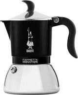 Indukcyjny ekspres do kawy Bialetti Fiammetta, 2 filiżanki (100 ml), odpowiedni do wszystkich rodzajów płyt grzewczych, elegancki wygląd, czarny