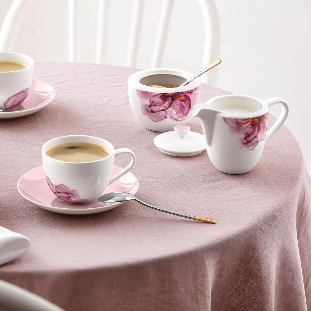Villeroy & Boch - Kubek na mleko Rose Garden, 280 ml, Premium Porcelain, biały/różowy