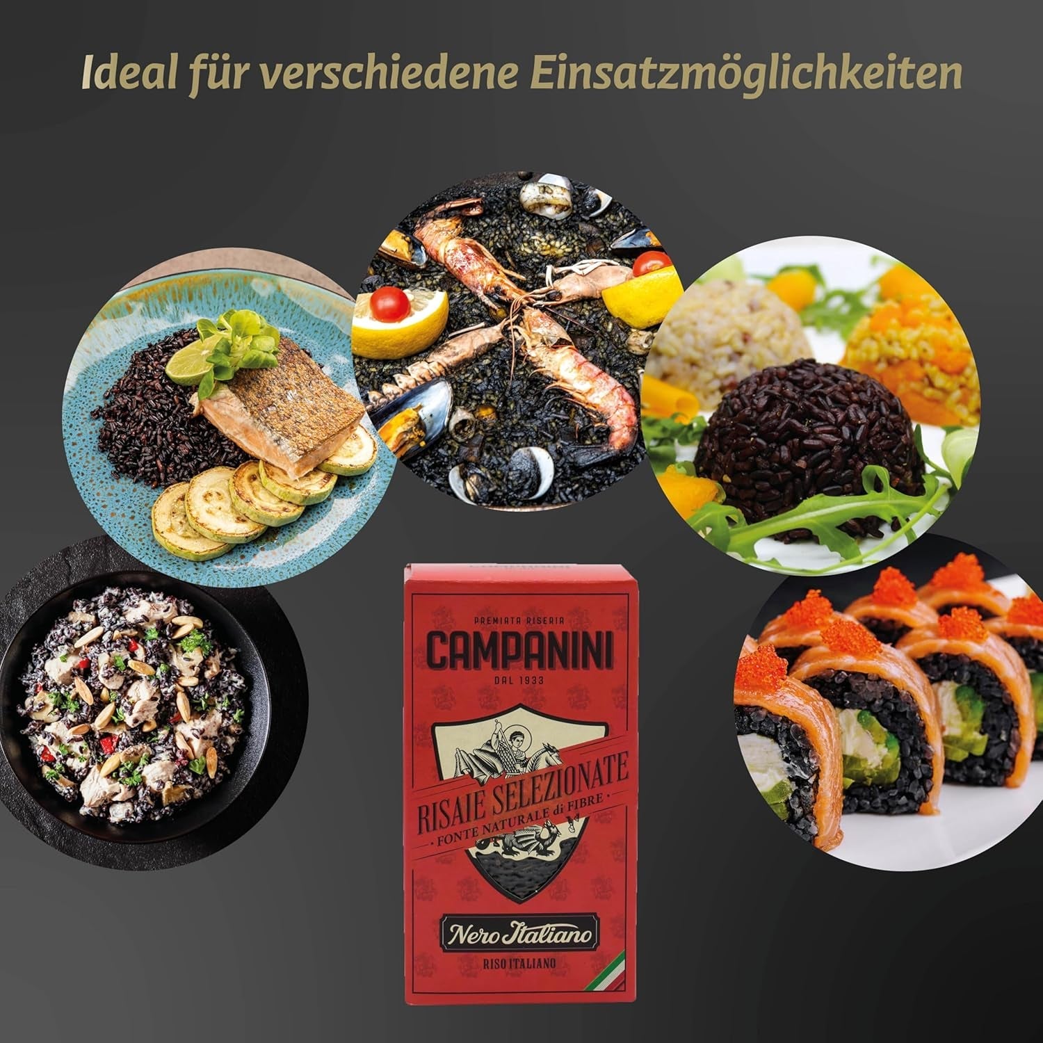 RISO NERO Ryż Czarny RISERA CAMPANINI 500g z Włoch Orientalny Ryż