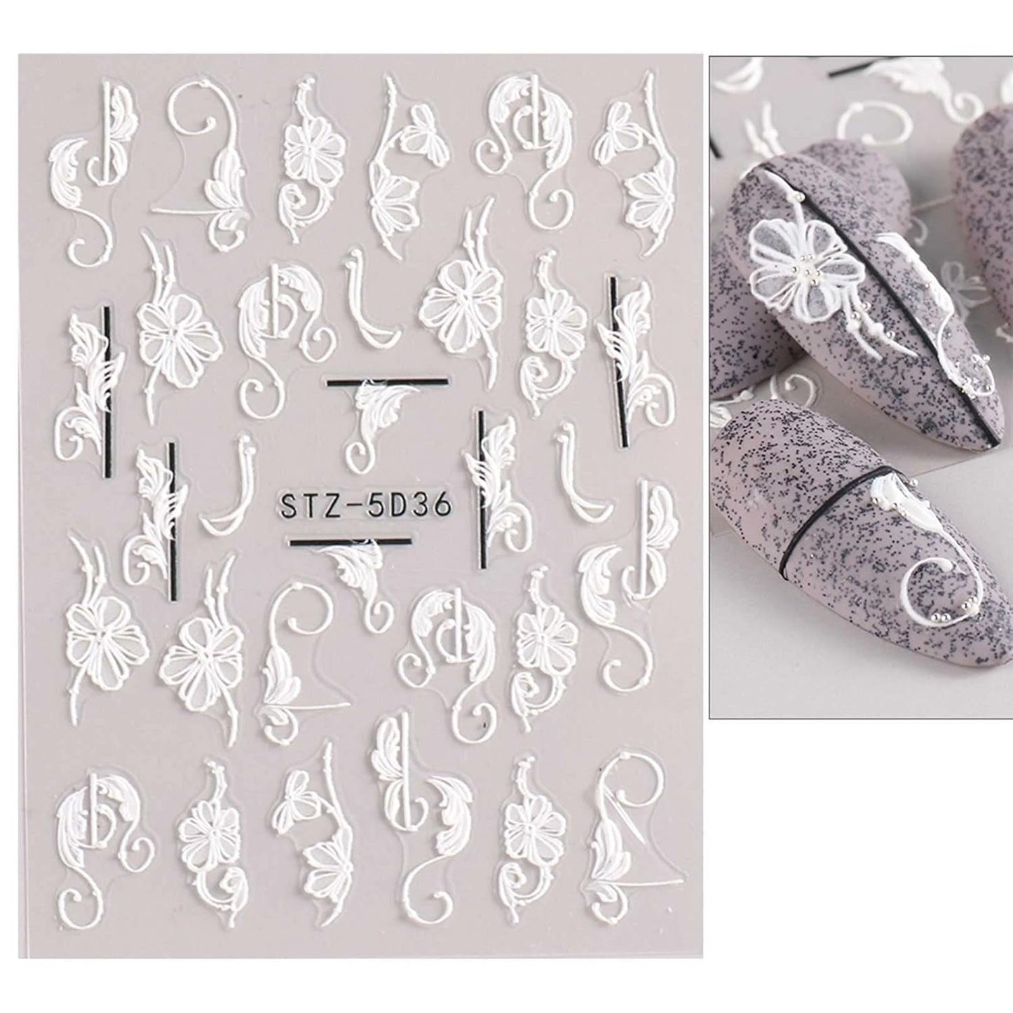JMEOWIO 3D Nagelsticker Frühling Blume Nail Art Naklejka Selbstklebend Nagelaufkleber 5D Stereoskopisch Buntes Sommer Blumen Dekoration Nageldesign Zubehör 4 Blatt