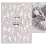 JMEOWIO 3D Nagelsticker Frühling Blume Nail Art Naklejka Selbstklebend Nagelaufkleber 5D Stereoskopisch Buntes Sommer Blumen Dekoration Nageldesign Zubehör 4 Blatt