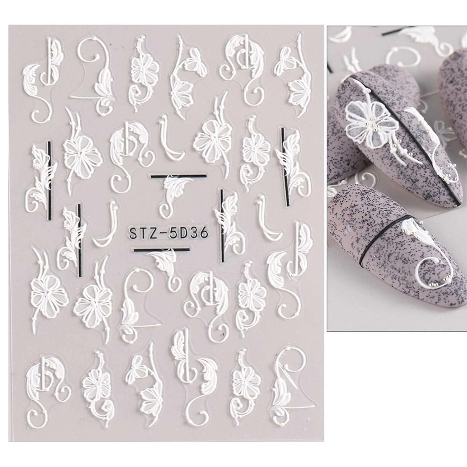 JMEOWIO 3D Nagelsticker Frühling Blume Nail Art Naklejka Selbstklebend Nagelaufkleber 5D Stereoskopisch Buntes Sommer Blumen Dekoration Nageldesign Zubehör 4 Blatt