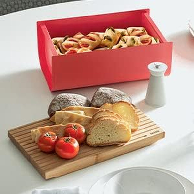 Alessi Mattina BG03 WG - Kosz na chleb ze stali nierdzewnej z żywicą epoksydową i drewnem bambusowym, ciepły szary Pudełka do przechowywania żywności Naty Shop
