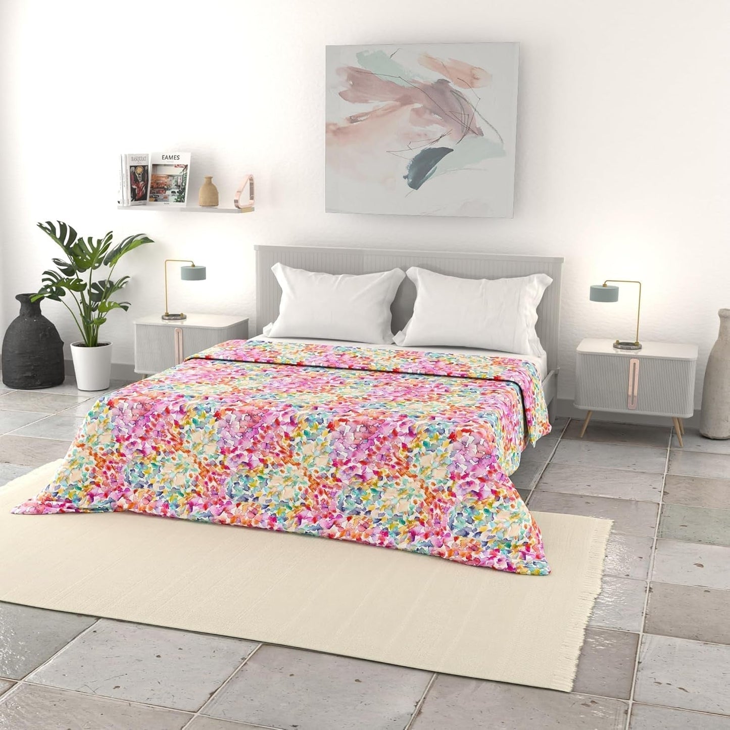 Włoska pościel, podstawowa narzuta na lato, mikrofibra z nadrukiem, 250X240Cm, Rombi Kołdry i kołdry Naty Shop Spring 250X240Cm