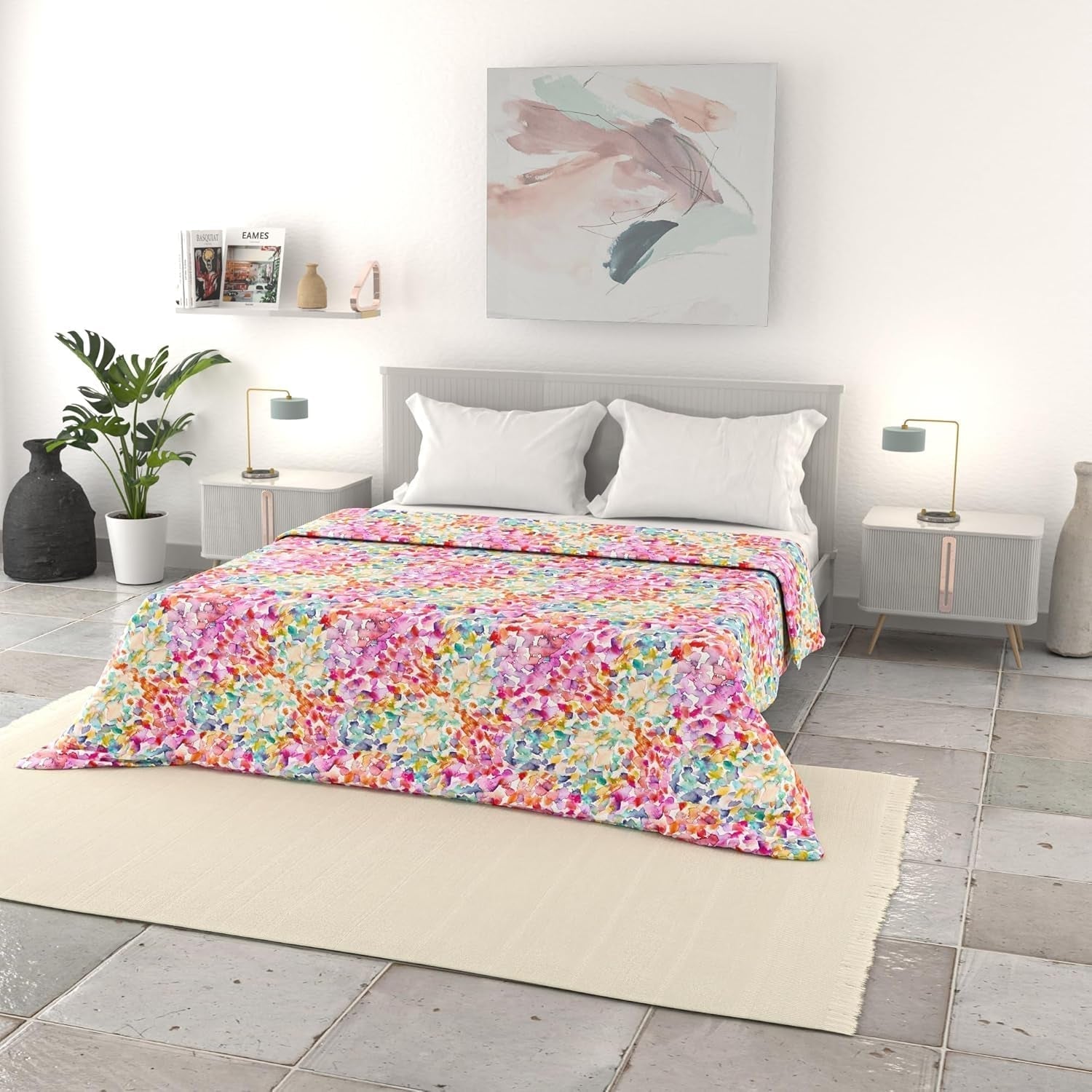 Włoska pościel, podstawowa narzuta na lato, mikrofibra z nadrukiem, 250X240Cm, Rombi Kołdry i kołdry Naty Shop Spring 250X240Cm