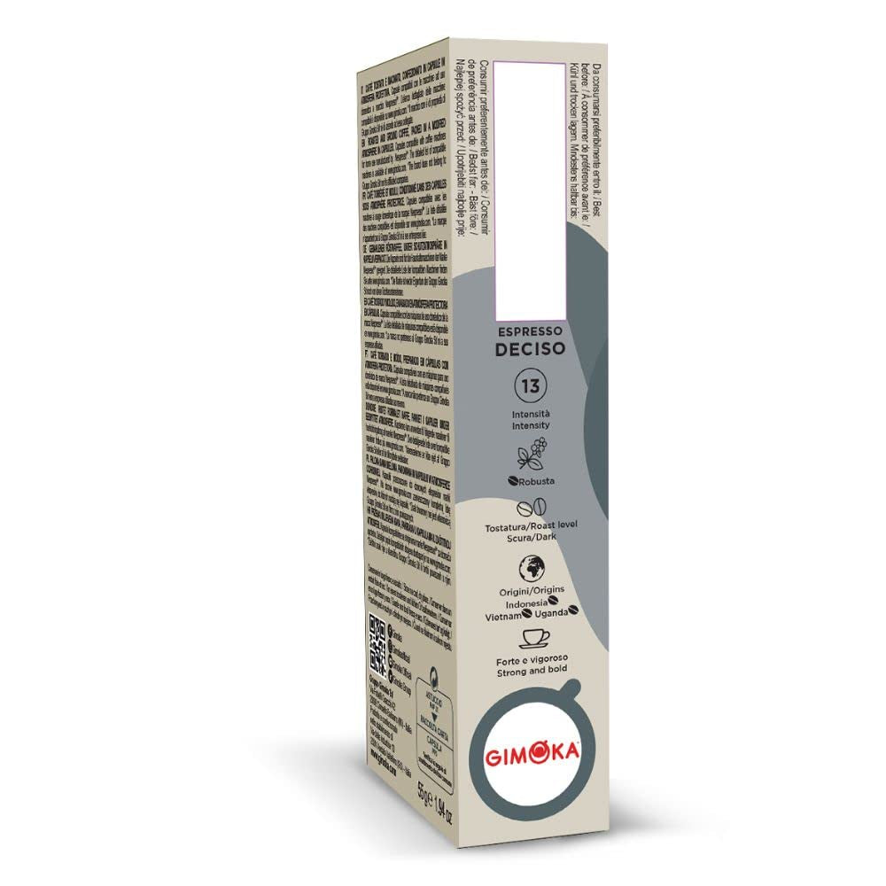 Gimoka Kaffeekapseln Espresso Deciso, Intensität 13/13-100 Kapsel - Kompatybilny z Nespresso* Haushalts-Espressomaschinen - 100 Stück (10 x 10 Getränke) - Hergestellt in Italy
