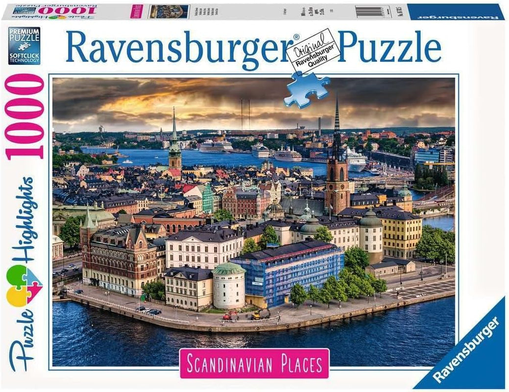 Ravensburger Puzzle skandynawskie miejsca 12000114 - Sztokholm, Szwecja - 1000-elementowe puzzle dla dorosłych i dzieci powyżej 14. roku życia Puzzle Naty Shop Old Design