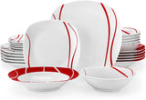 Zestaw naczyń obiadowych MALACASA dla 6 osób, Zestaw naczyń obiadowych z porcelany Felisa 24 elementy, Nowoczesny zestaw naczyń obiadowych z 6 talerzami obiadowymi, talerzami deserowymi, talerzami i miskami Suma, Idealny na Boże Narodzenie i do codziennego użytku