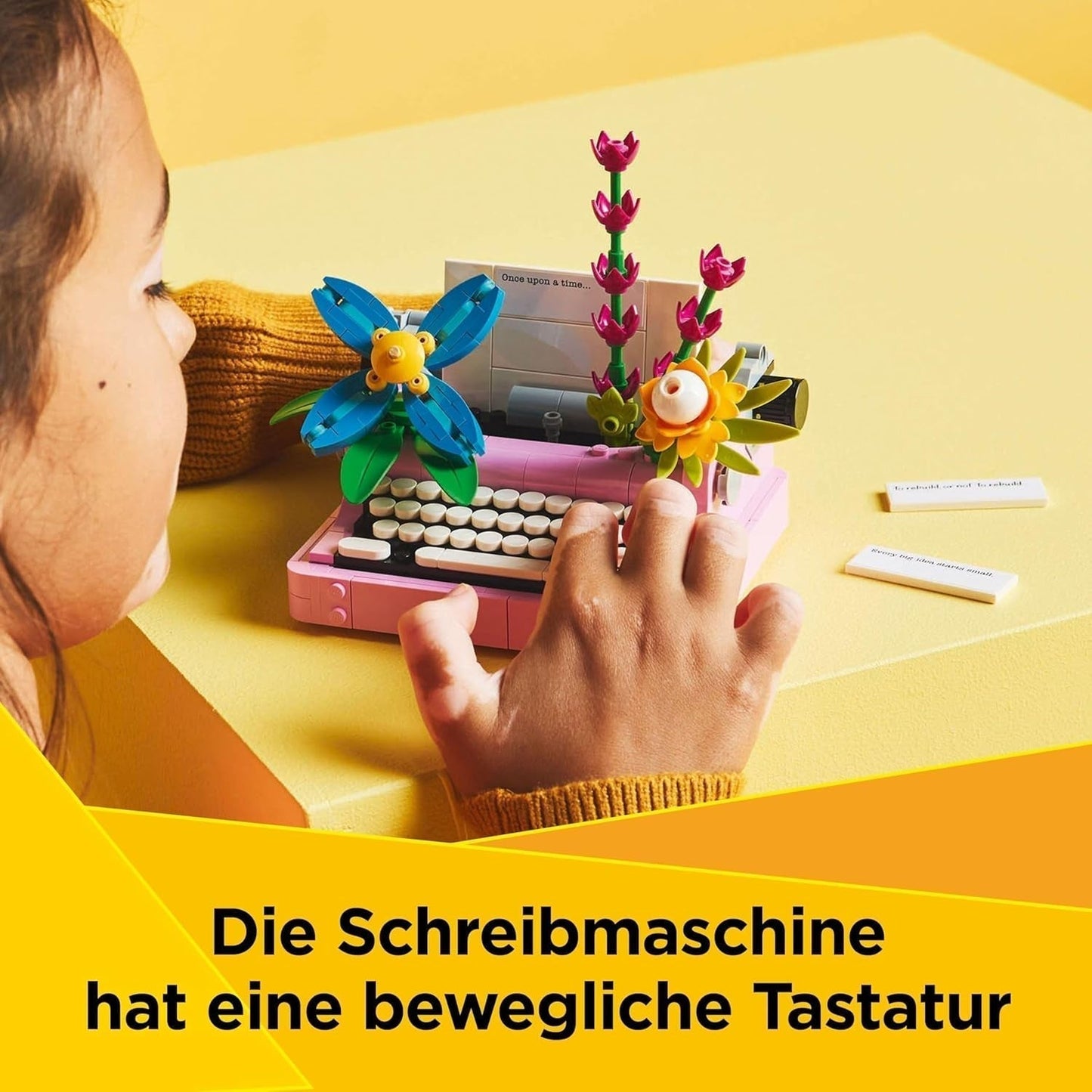 LEGO Creator Maszyna do pisania 3 w 1 z kwiatami - zabawkę można przekształcić w model Keytara lub w doniczkę z notatnikiem i długopisem - zestaw do budowania - prezent dla dziewcząt i chłopców od 8 lat 31169 Zestawy do budowania Besuche den LEGO-Store