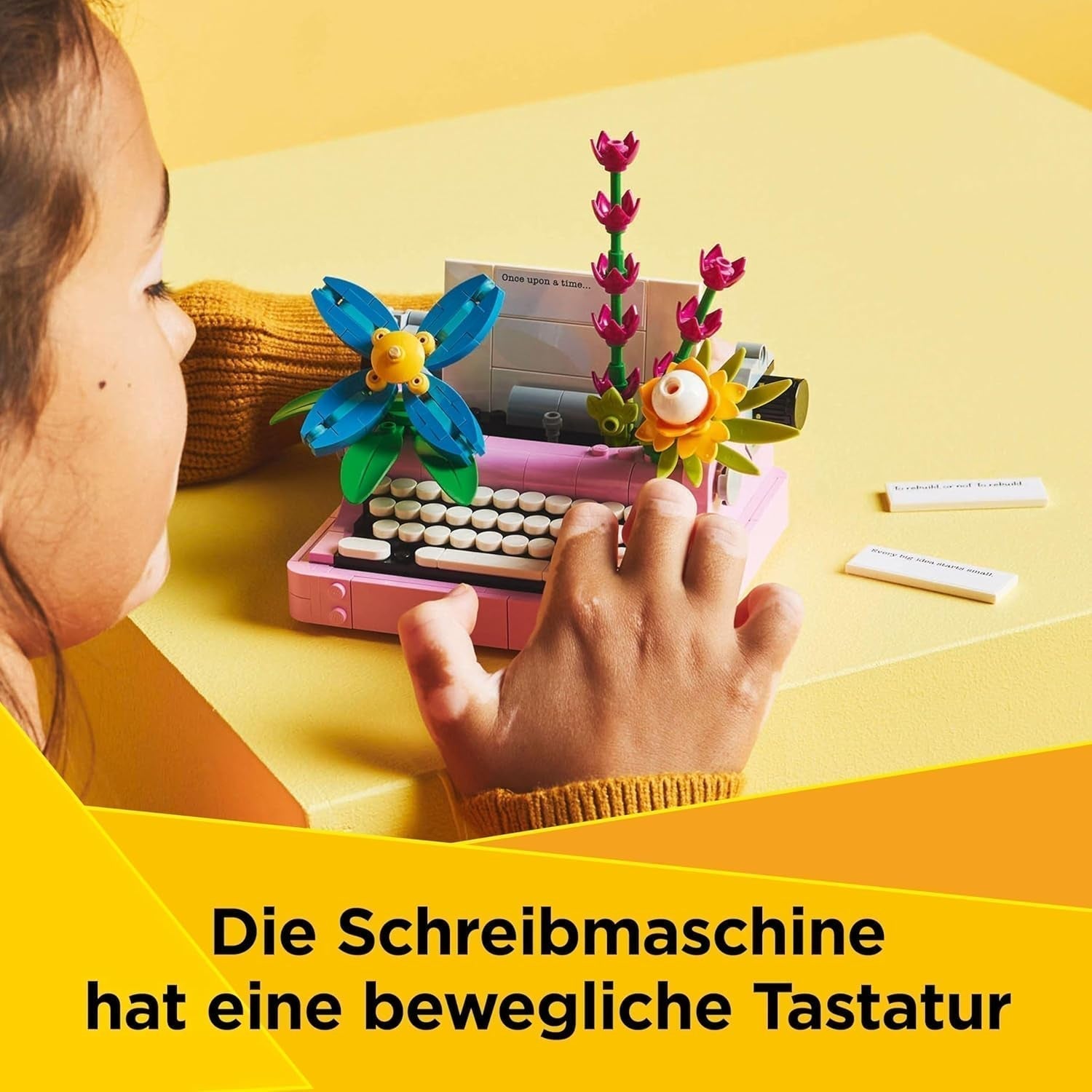 LEGO Creator Maszyna do pisania 3 w 1 z kwiatami - zabawkę można przekształcić w model Keytara lub w doniczkę z notatnikiem i długopisem - zestaw do budowania - prezent dla dziewcząt i chłopców od 8 lat 31169 Zestawy do budowania Besuche den LEGO-Store