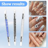 3 Stück Nagel Pinsel Silikon, Nagelkunst Skulptur Stift, Doppel Köpfe DIY Maniküre Werkzeug, Strassstein Picker, Gel Schnitzen Pinsel Für Design, Kształtowanie rysunku Carving Nagelfolie