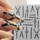 2 szt. 5D wytłoczony gotycki punk Nagelsticker, naklejka Nagel Selbstklebend Kreuz Und X-Form Halloween Nagelaufkleber, Nageldesign Zubehör Für Damen Nail Art
