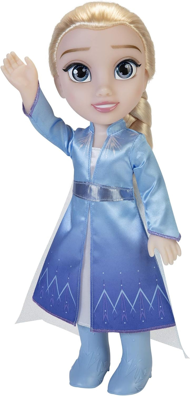 Disney Frozen 2 Elsa Travel Doll, 35-centymetrowa lalka z kultową sukienką inspirowaną filmem, butami i długimi warkoczami zapewniającymi dodatkową zabawę podczas zabawy, dla dziewczynek w wieku 3 lat i starszych