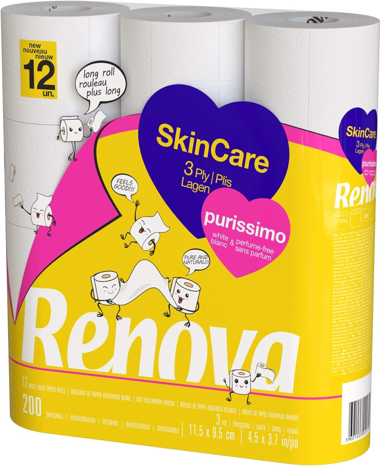 Papier toaletowy Renova Skincare Purissimo, 12 rolek, biały