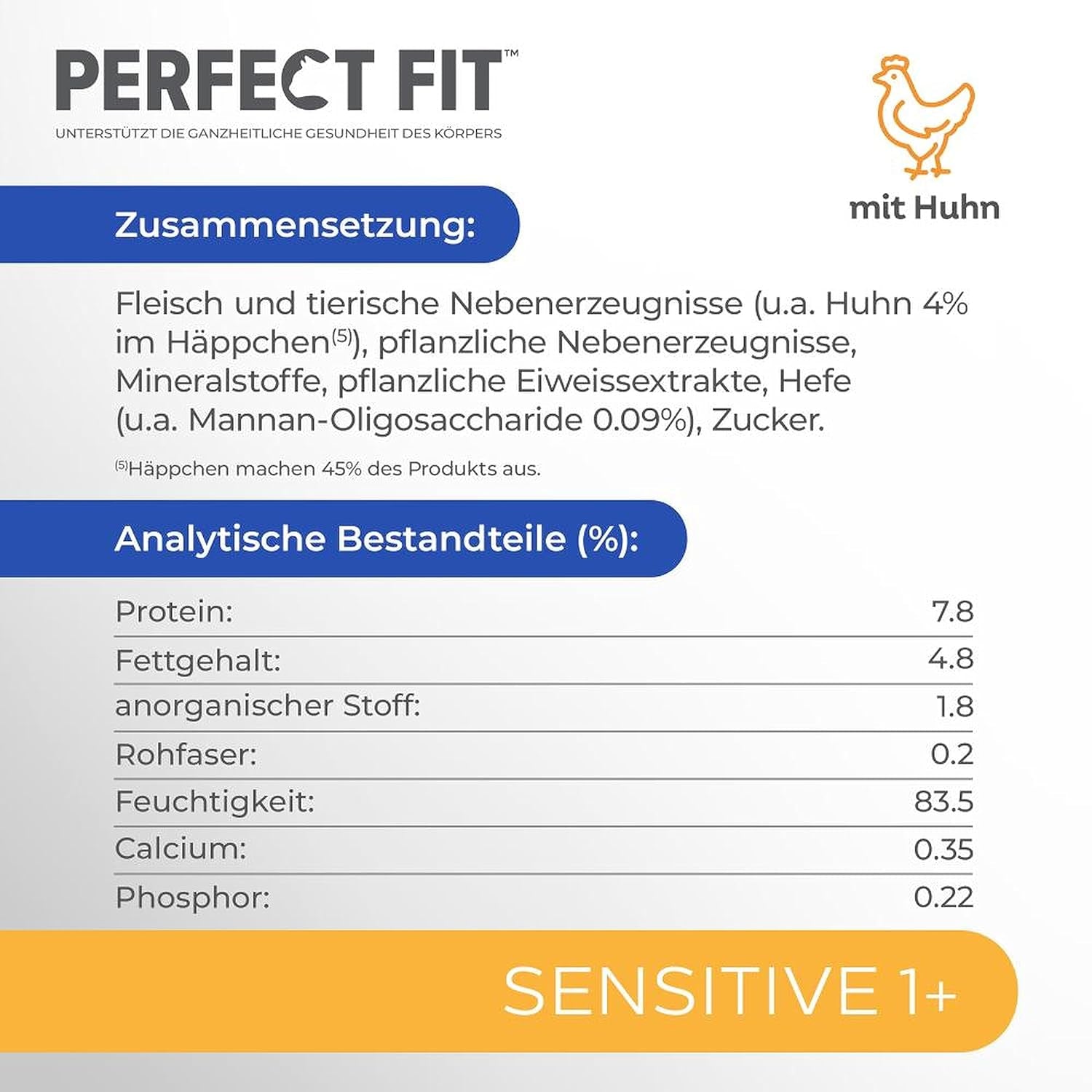 Mokra karma dla kotów Perfect Fit Sensitive 1+ z kurczakiem w sosie, 12 saszetek, 12 x 85 g - Mokra karma premium dla wrażliwych kotów od 1 roku, bez pszenicy i soi, wspomagająca trawienie
