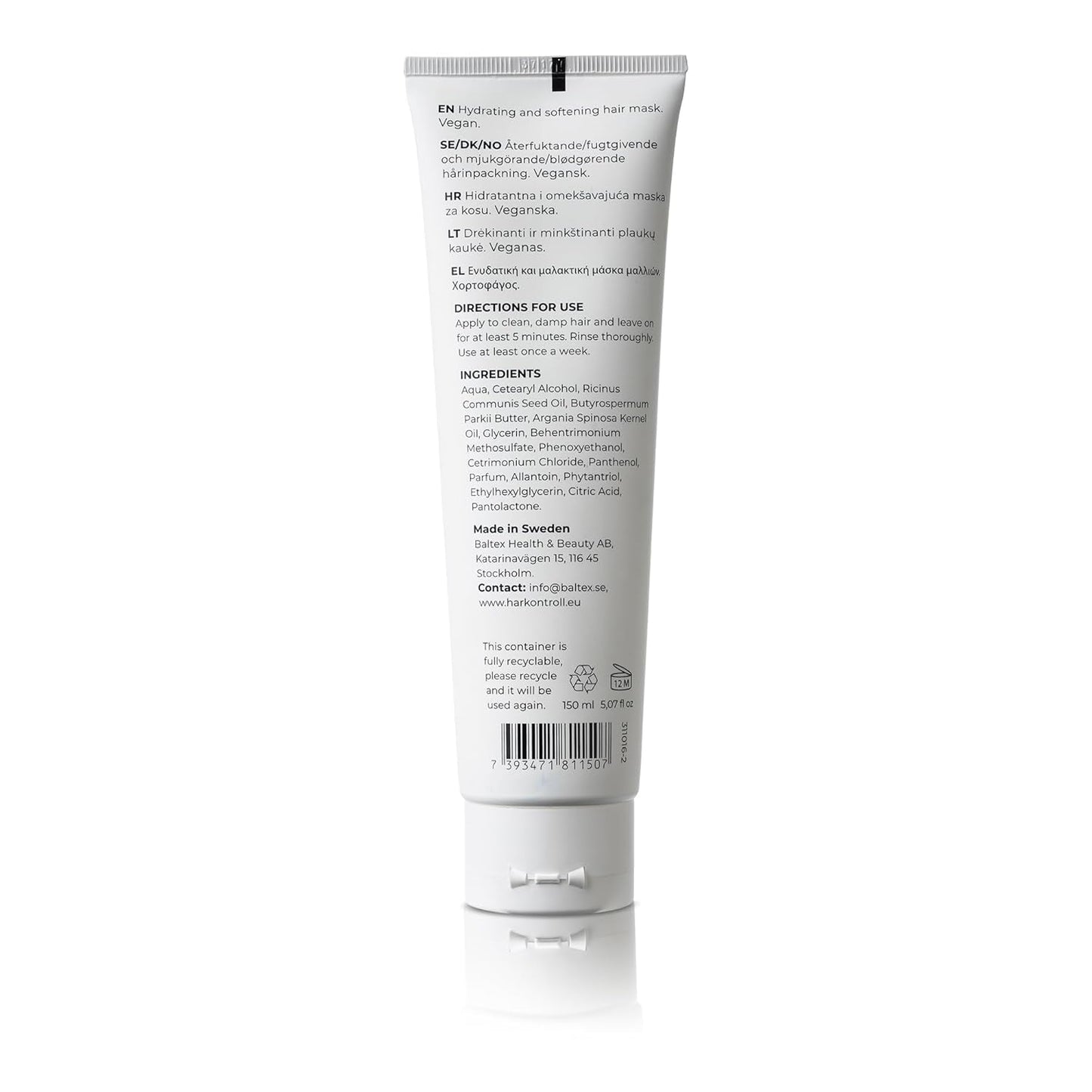 Harkontroll Deep Intense Hydrating Mask, intensywnie nawilżająca maska do włosów, 150 ml Maska do włosów Naty Shop