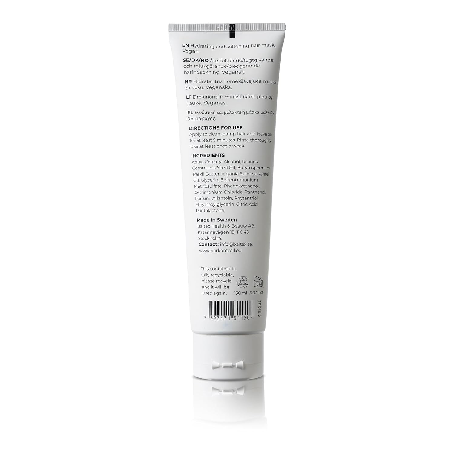 Harkontroll Deep Intense Hydrating Mask, intensywnie nawilżająca maska do włosów, 150 ml Maska do włosów Naty Shop