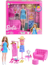 Zestaw lalek i szafek Barbie z ubraniami, akcesoriami i meblami salonowymi, trwała zabawa fryzjerska dla dzieci w wieku od 3 lat, HPL78