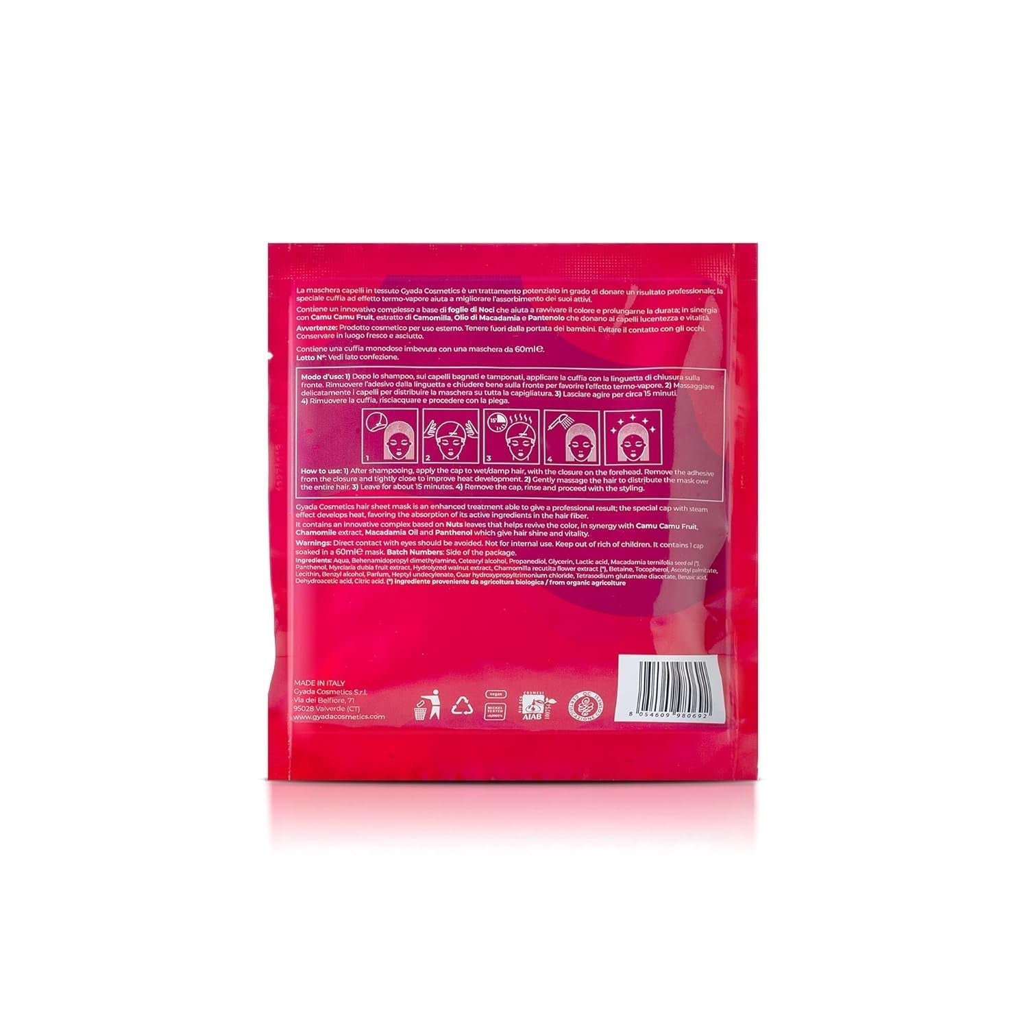 GYADA COSMETICS Chroniąca kolor i odświeżająca maska do włosów z efektem połysku Termiczna osłona Rumiankowy olejek makadamia i pantenol 60ml Naty Shop maska do włosów