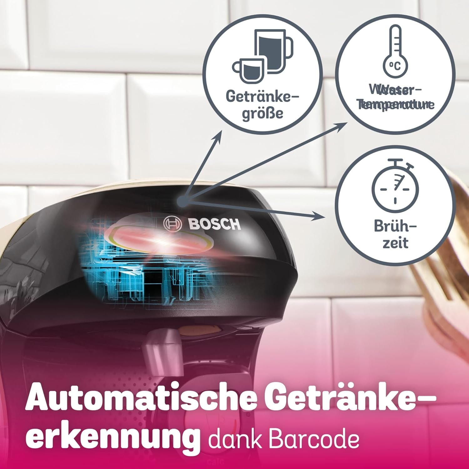 Bosch Tassimo Happy Friendly TAS107E Ekspres na kapsułki do espresso, ponad 70 napojów, odpowiedni do wszystkich filiżanek, Auto-Stop, zrównoważony rozwój, idealne dozowanie, oszczędność miejsca, 1400 W, kremowy/czarny