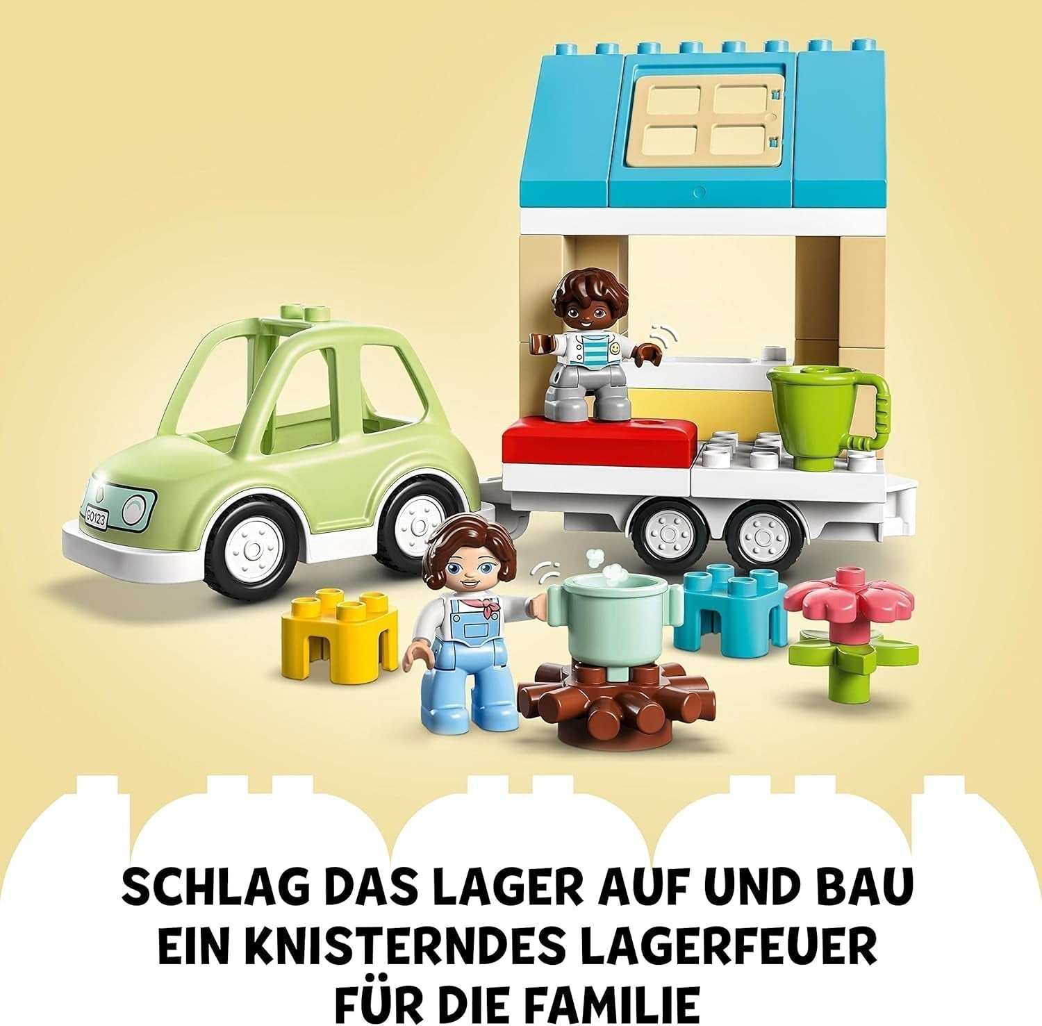 LEGO 10986 DUPLO At Home On Wheels, zabawkowy samochód z dużymi klockami, figurkami i samochodzikiem dla chłopców i dziewcząt od 2 lat, rozwija umiejętności motoryczne Zestawy do budowania Besuche den LEGO-Store
