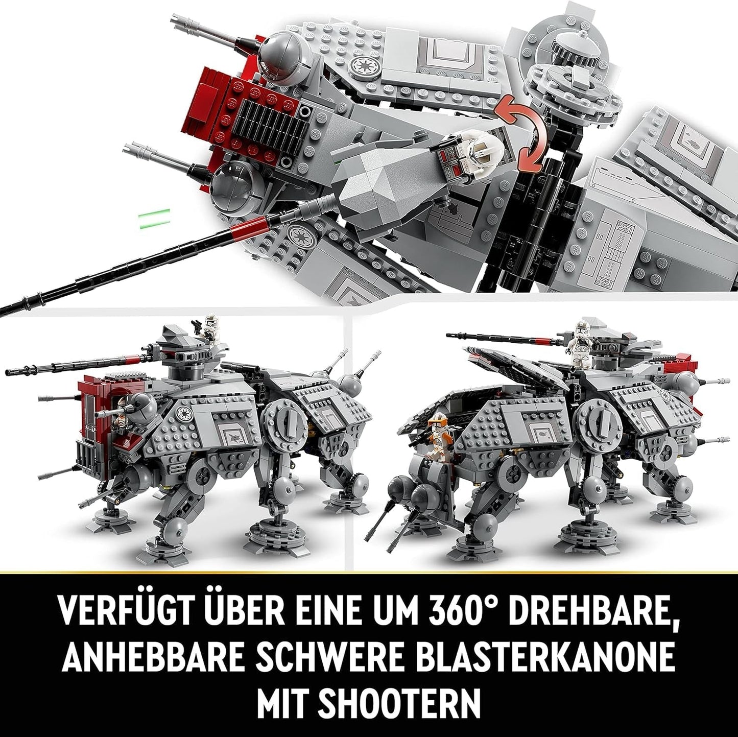 LEGO Star Wars Mobilny model zabawkowy At-Te Walker Zestaw minifigurek zawierający 3 żołnierzy-klonów, droidy bojowe i droida karłowatego 75337 Zestawy do budowania Besuche den LEGO-Store
