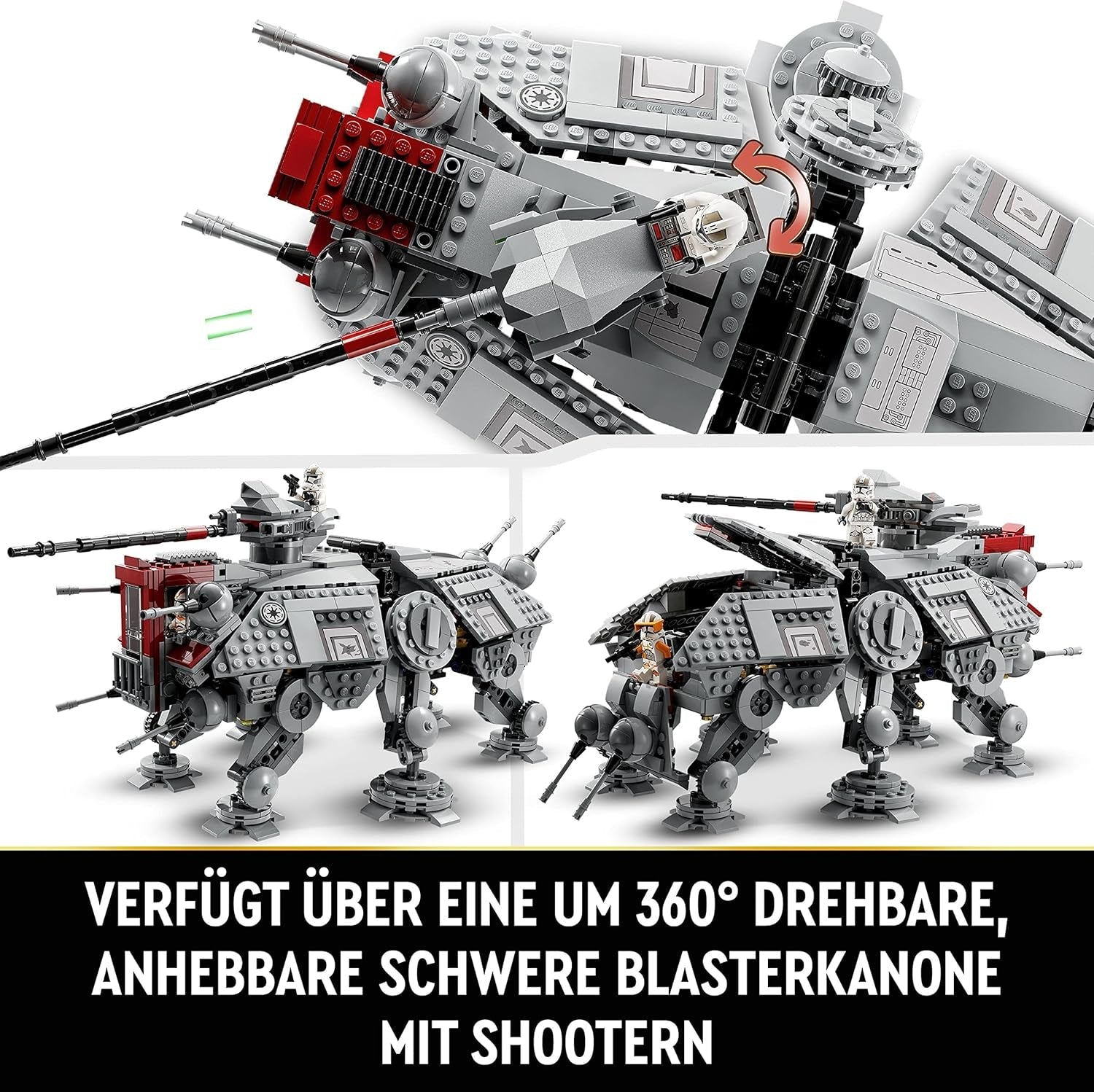 LEGO Star Wars Mobilny model zabawkowy At-Te Walker Zestaw minifigurek zawierający 3 żołnierzy-klonów, droidy bojowe i droida karłowatego 75337 Zestawy do budowania Besuche den LEGO-Store
