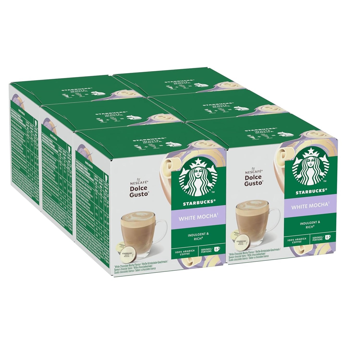 STARBUCKS Biała Mocha marki Nescafé Dolce Gusto Kaffeekapseln 6 x 12 (72 Kapseln)