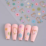 JMEOWIO Nagelsticker Blume 9 Blatt Nail Art Naklejka Selbstklebend Nagelaufkleber Frühling Letnia dekoracja kwiatowa Nageldesign Zubehör
