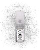 Jadalny brokatowy spray spożywczy NOWOŚĆ SILVER SHIMMERING 5G pompka z proszkiem metalicznym do szybkiego i efektownego dekorowania ciast, kremów, galaretek, pralin, dekoracji czekoladowych i cukrowych